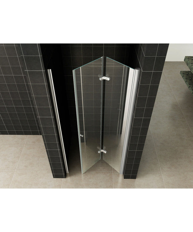 Wiesbaden Maki vouwbare nisdeur rechts 80 x 200 cm helder glas chroom - detailfoto | Schwertz & Co