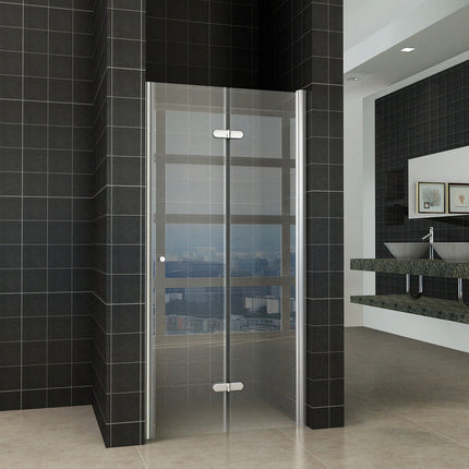 Wiesbaden Maki vouwbare nisdeur rechts 80 x 200 cm helder glas chroom | Schwertz & Co