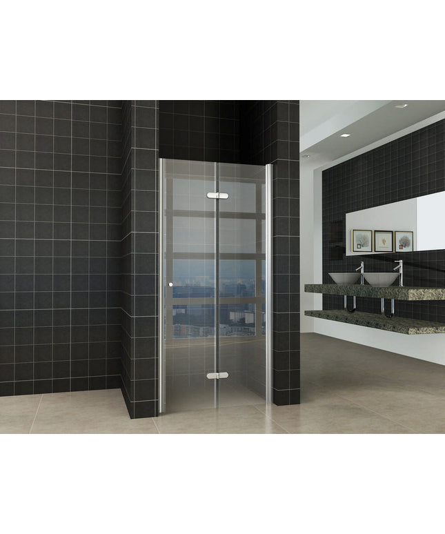 Wiesbaden Maki vouwbare nisdeur rechts 80 x 200 cm helder glas chroom | Schwertz & Co