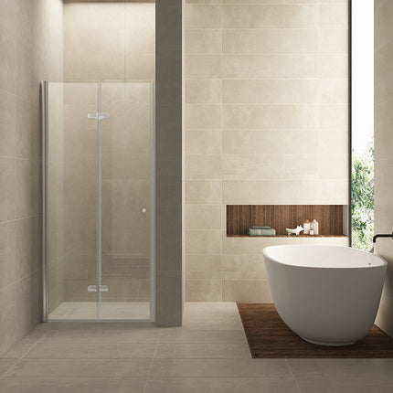 Wiesbaden Maki vouwbare nisdeur links 90 x 200 cm helder glas chroom | Schwertz & Co