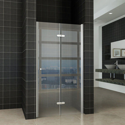 Wiesbaden Maki vouwbare nisdeur rechts 90 x 200 cm helder glas chroom | Schwertz & Co