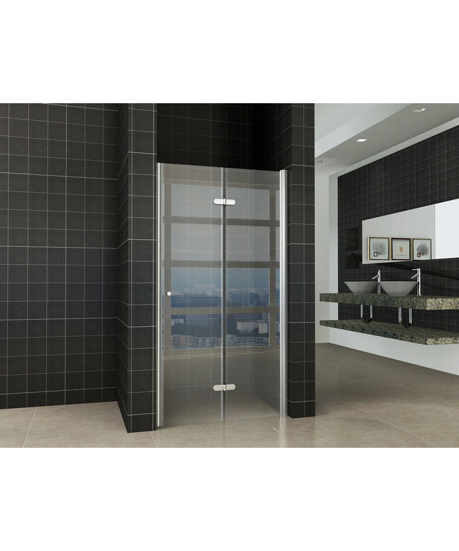 Wiesbaden Maki vouwbare nisdeur rechts 90 x 200 cm helder glas chroom | Schwertz & Co