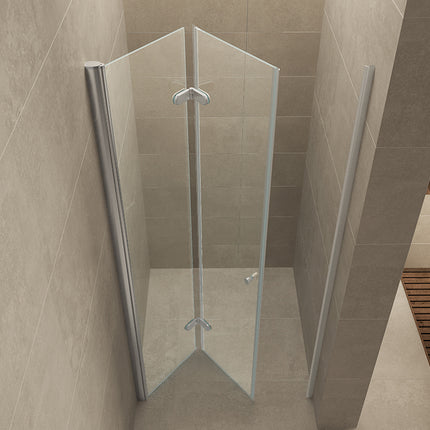 Wiesbaden Maki vouwbare nisdeur links 100 x 200 cm helder glas chroom - detailfoto | Schwertz & Co