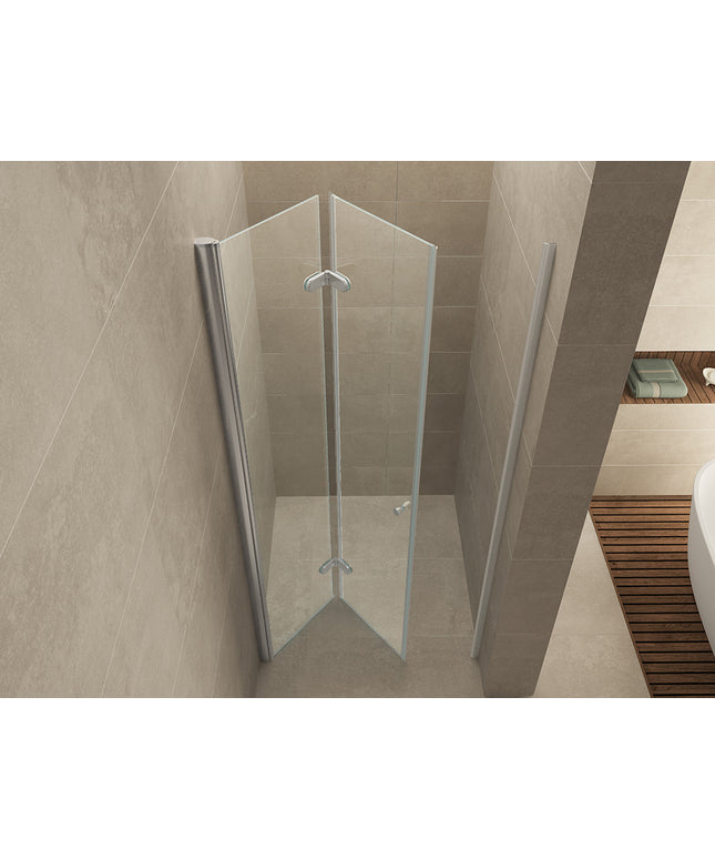 Wiesbaden Maki vouwbare nisdeur links 100 x 200 cm helder glas chroom - detailfoto | Schwertz & Co