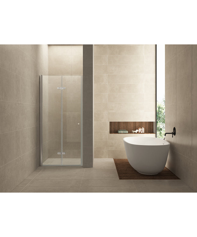 Wiesbaden Maki vouwbare nisdeur links 100 x 200 cm helder glas chroom | Schwertz & Co