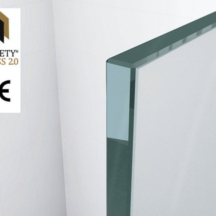Wiesbaden Graffic inloopdouche 100 x 200 cm safety glass helder glas chroom - detailfoto zijaanzicht | Schwertz & Co