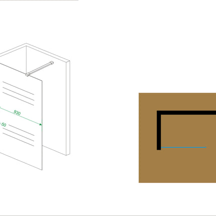Wiesbaden Graffic inloopdouche 100 x 200 cm safety glass helder glas chroom - technische tekening | Schwertz & Co