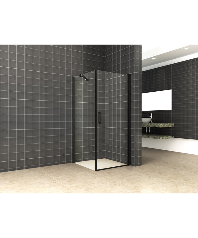 Wiesbaden Salone draaideurcabine mat zwart met zijwand - detailfoto | Schwertz & Co