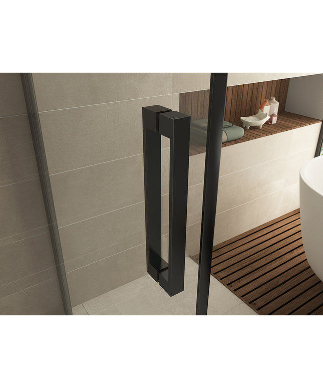 Wiesbaden Salone draaideurcabine mat zwart in een moderne badkamer - sfeerfoto | Schwertz & Co