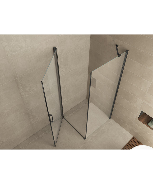 Wiesbaden Salone douchecabine draaideur 100 x 100 cm mat zwart - detailfoto scharnier | Schwertz & Co