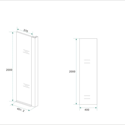 Wiesbaden Comfort zijwand met hoekprofiel chroom - technische tekening met maatvoering | Schwertz & Co