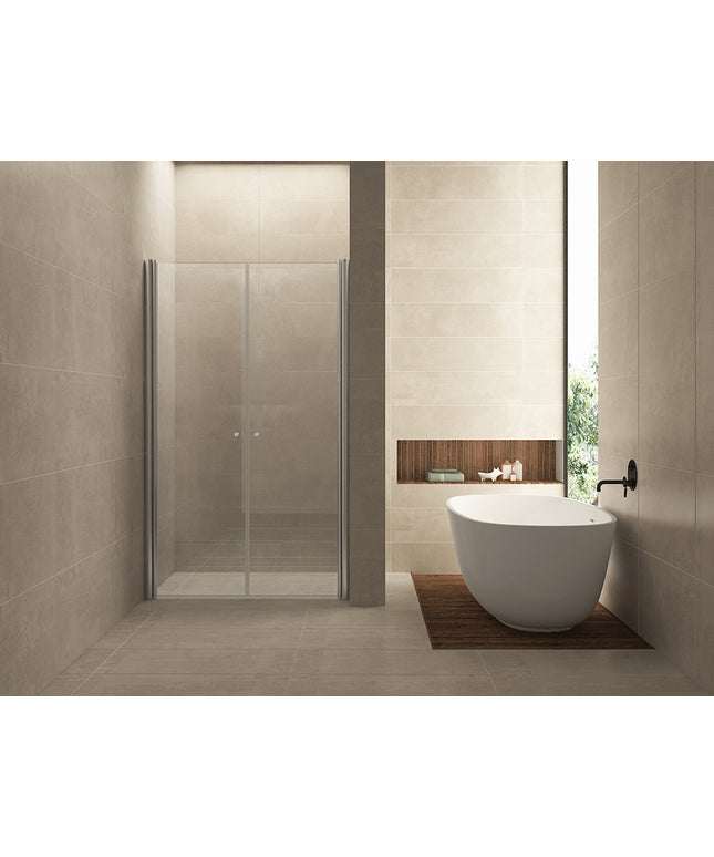 Wiesbaden Lagos porte pivotante en niche 100 cm verre transparent chromé | Schwertz & Co