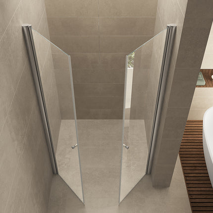 Wiesbaden Lagos pendeldeur in nis 120 cm helder glas chroom - detailfoto | Schwertz & Co