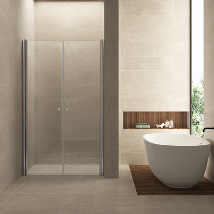 Wiesbaden Lagos pendeldeur in nis 120 cm helder glas chroom | Schwertz & Co