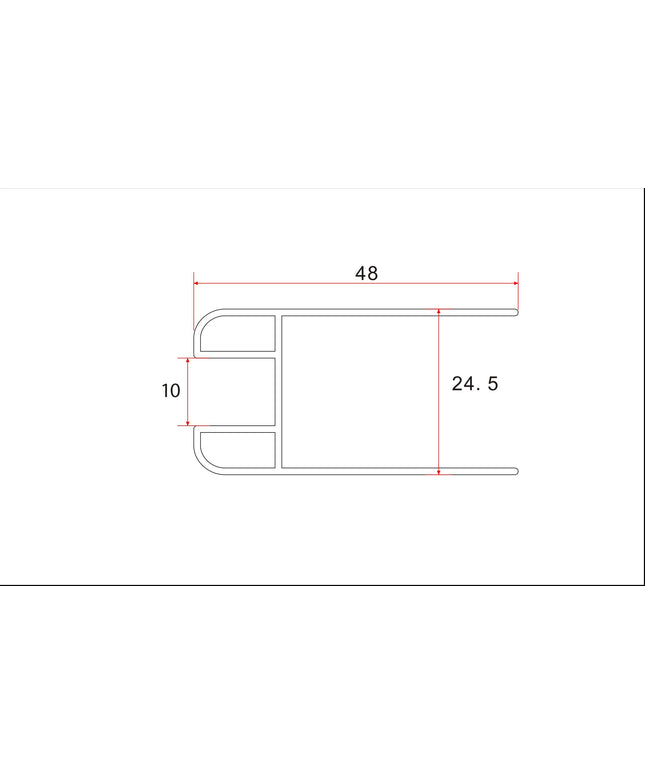 Wiesbaden profilé de verre pour profilé mural 200 cm chromé - dessin technique | Schwertz & Co