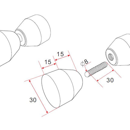 Wiesbaden deurknop type 1 douchecabine chroom - technische tekening | Schwertz & Co
