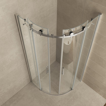 Wiesbaden Entra douchecabine kwartrond 90 x 90 cm chroom - detailfoto schuifdeur | Schwertz & Co