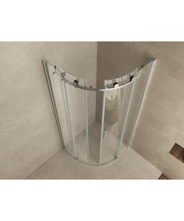 Wiesbaden Entra douchecabine kwartrond 90 x 90 cm chroom - detailfoto schuifdeur | Schwertz & Co
