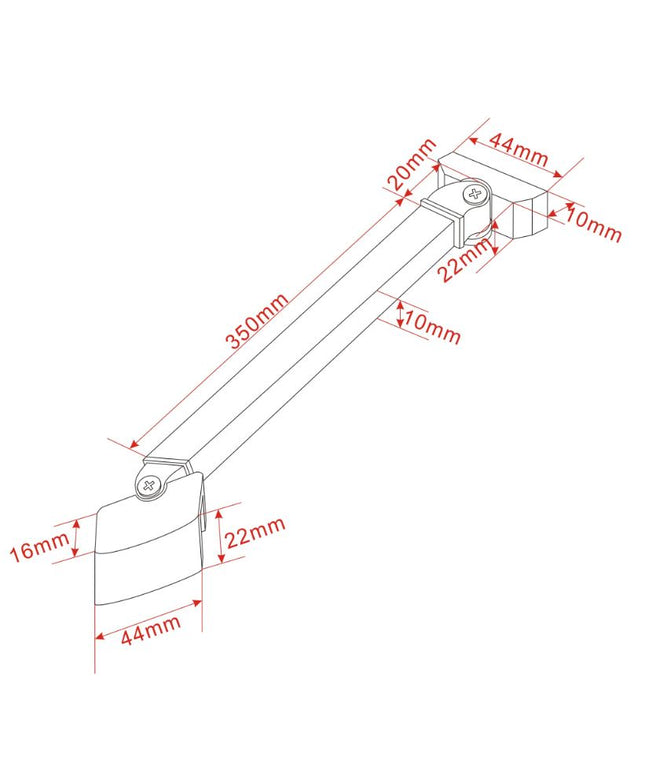 Wiesbaden barre de stabilisation 45 degrés réversible chromé - dessin technique | Schwertz & Co