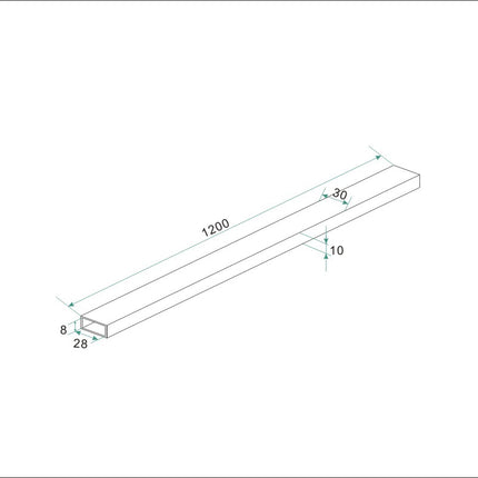 Wiesbaden losse stabilisatiestang 120 cm chroom - technische tekening | Schwertz & Co