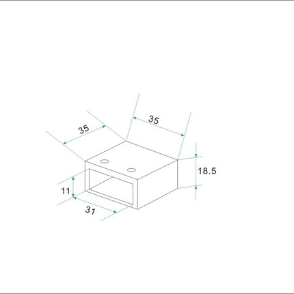 Wiesbaden muurkoppeling recht stabilisatiestang chroom - technische tekening | Schwertz & Co