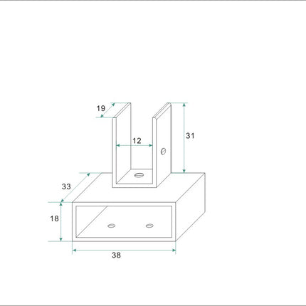 Wiesbaden glaskoppeling haaks draaibaar stabilisatiestang chroom - technische tekening | Schwertz & Co