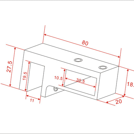 Wiesbaden T-verbinder voor stabilisatiestang chroom - technische tekening | Schwertz & Co