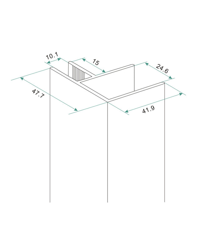 Wiesbaden profilé d'angle pour porte de niche chromé - dessin technique avec cotation | Schwertz & Co