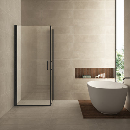Wiesbaden Salone douchecabine 2 draaideuren mat zwart 90 x 90 x 200 cm | Schwertz & Co