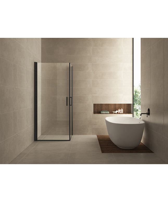 Wiesbaden Salone douchecabine 2 draaideuren mat zwart 90 x 90 x 200 cm | Schwertz & Co