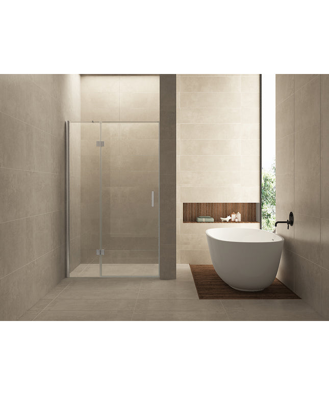 Wiesbaden Vaz nisdeur met vast deel 120 x 200 cm helder glas chroom | Schwertz & Co
