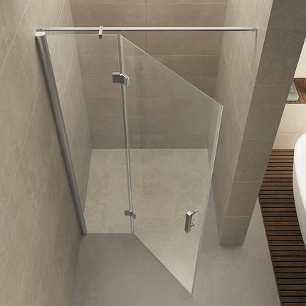 Wiesbaden Vaz nisdeur met vast deel 140 x 200 cm helder glas chroom - detailfoto | Schwertz & Co