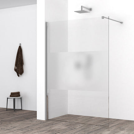Wiesbaden Comfort inloopdouche 140 x 200 cm helder glas met melkglas middenband | Schwertz & Co