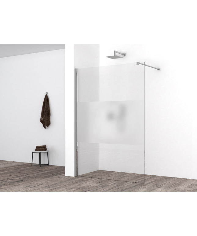 Wiesbaden Comfort inloopdouche 140 x 200 cm helder glas met melkglas middenband | Schwertz & Co