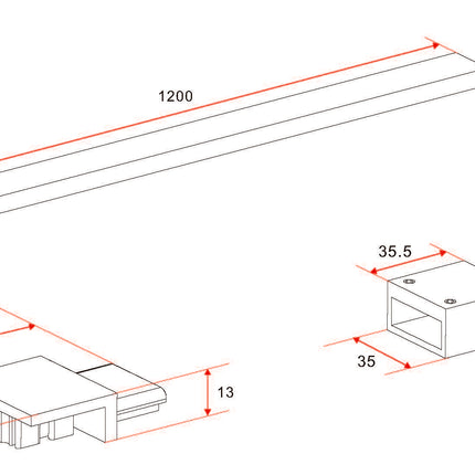 Wiesbaden Maaz stabilisatiestang 120 cm mat zwart - technische tekening | Schwertz & Co
