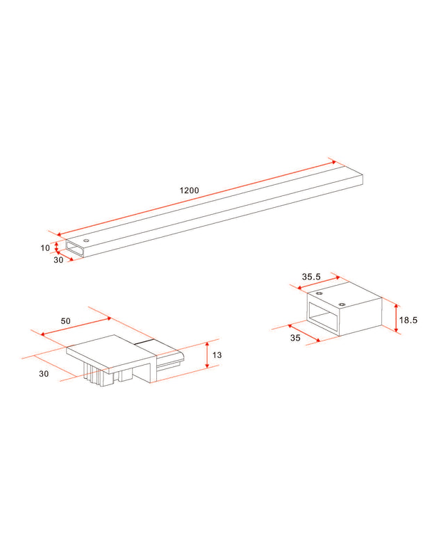 Wiesbaden Maaz stabilisatiestang 120 cm mat zwart - technische tekening | Schwertz & Co