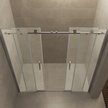 Wiesbaden Slide nis schuifdeur dubbel 180 x 200 cm chroom - detailfoto RVS wielen | Schwertz & Co
