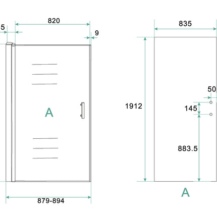 Xellanz Cerra Eco nisdeur 90 x 195 cm - technische tekening 1 | Schwertz & Co