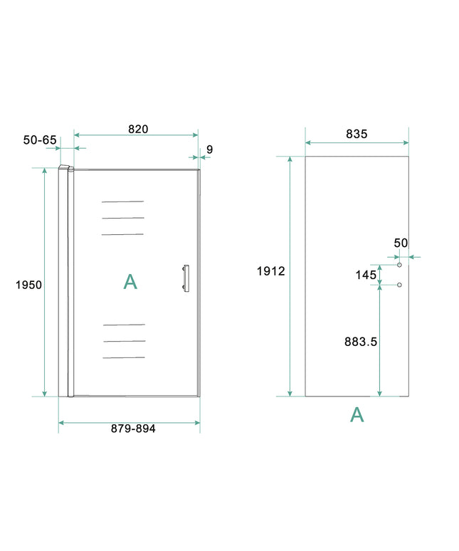 Xellanz Cerra Eco nisdeur 90 x 195 cm - technische tekening 1 | Schwertz & Co