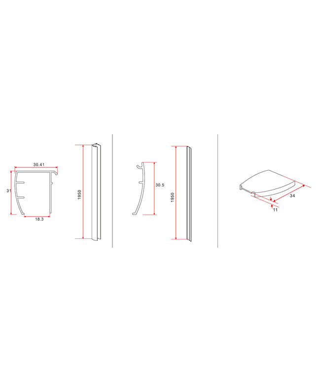 Xellanz Cerra Eco nisdeur 100 x 195 cm - technische tekening 2 | Schwertz & Co