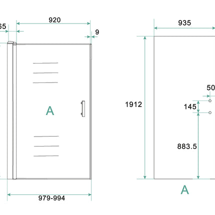 Xellanz Cerra Eco nisdeur 100 x 195 cm - technische tekening 1 | Schwertz & Co