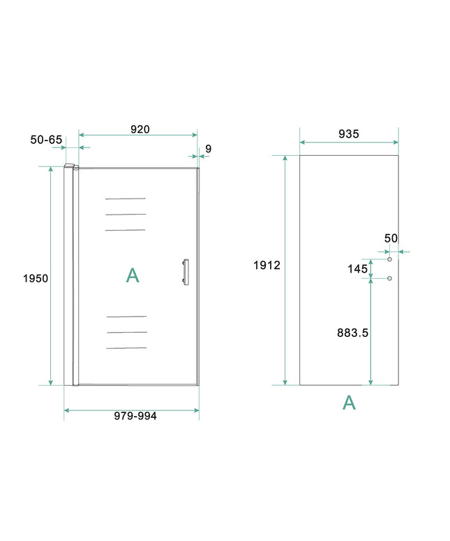 Xellanz Cerra Eco nisdeur 100 x 195 cm - technische tekening 1 | Schwertz & Co