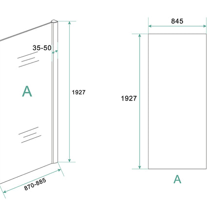 Xellanz Cerra Eco zijwand 90 x 195 cm - technische tekening | Schwertz & Co