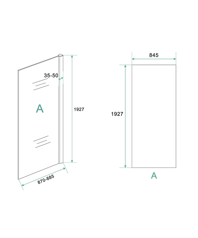 Xellanz Cerra Eco zijwand 90 x 195 cm - technische tekening | Schwertz & Co