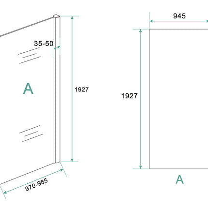 Xellanz Cerra Eco zijwand 100 x 195 cm - technische tekening | Schwertz & Co