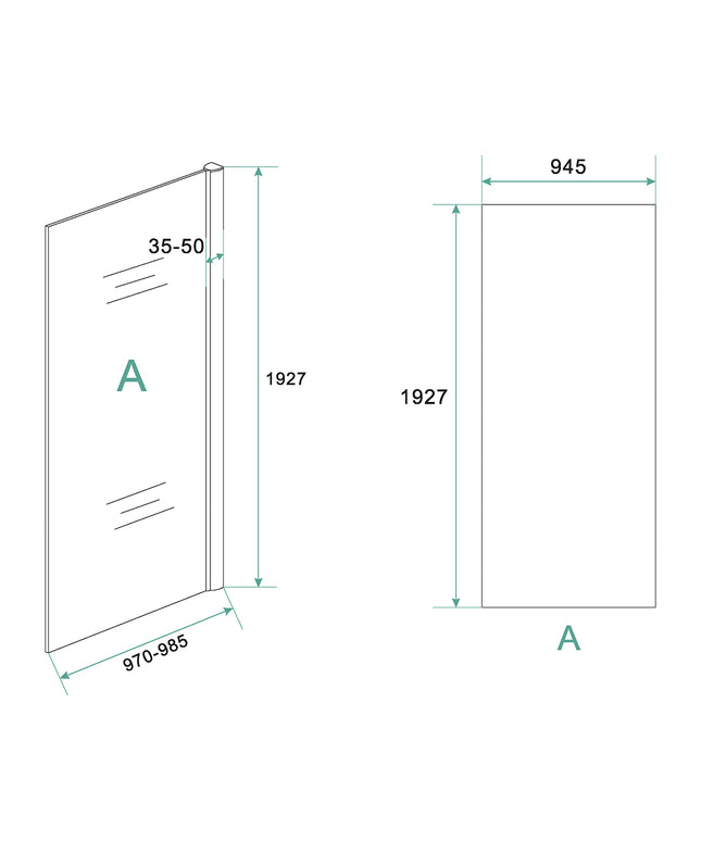 Xellanz Cerra Eco zijwand 100 x 195 cm - technische tekening | Schwertz & Co