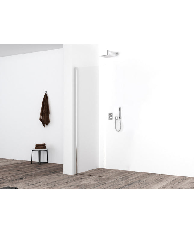 Xellanz Eco zijwand met muurprofiel 40 x 200 cm helder glas chroom | Schwertz & Co