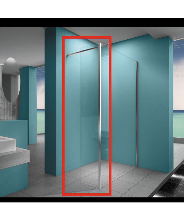 Xellanz Eco zijwand met hoekprofiel 30 x 200 cm helder glas chroom | Schwertz & Co