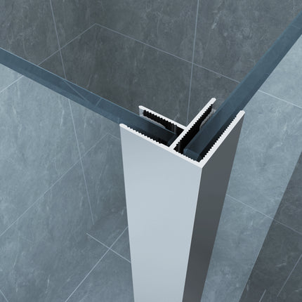 Xellanz Eco zijwand met hoekprofiel 30 x 200 cm helder glas chroom - detailfoto | Schwertz & Co
