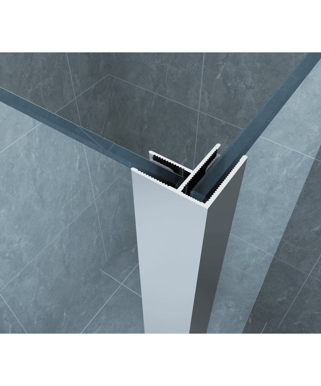 Xellanz Eco zijwand met hoekprofiel 30 x 200 cm helder glas chroom - detailfoto | Schwertz & Co